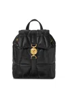 Versace Backpack Quilted Design Gold Tone Hardware In Black