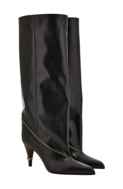 Versace Knee High Boot In Black