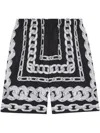 Versace Knee-length Activewear Shorts With Bold Chain Graphic In Multi