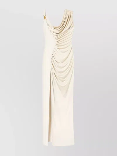 Versace Knee Length Dress Asymmetric Design In Metallic