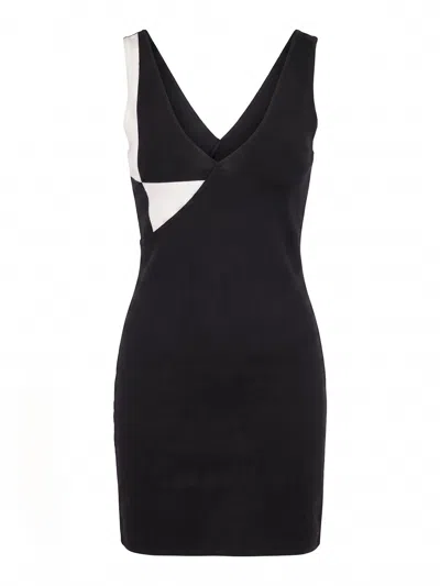 Versace Mini Robe En Maille De Laine Stretch In Black