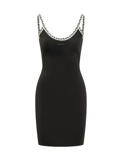Versace Knit Mini Dress In Black