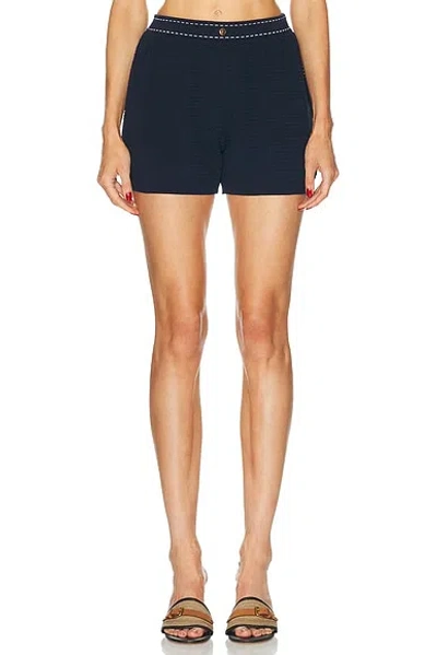 Versace Knit Mini Short In Blue