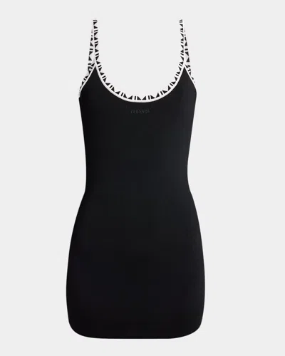 Versace Knit Open-back Mini Dress In Black