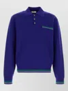 Versace Pull Polo En Maille De Laine Jacquard In Blue