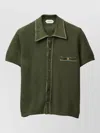 Versace Knit Shirt Chest Pocket Contrast Stitching In Green