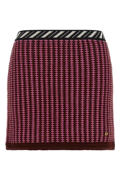 Versace Knit Skirt With Medusa Plaque In Pink