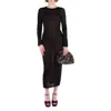Versace Knit Slashed Back Transparent Midi Dress