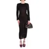 Versace Knit Slashed Back Transparent Midi Dress In Black