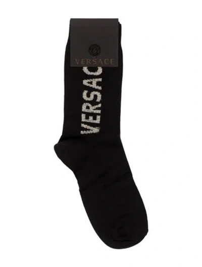 Pre-owned Versace Knit Socks W/tags In Black/gold