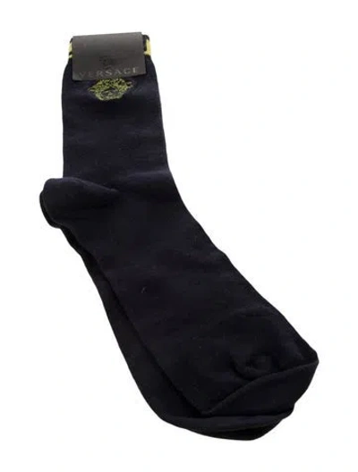 Pre-owned Versace Knit Socks W/tags In Blue