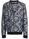 Versace Barocco Jacquard Wool Sweater In Black