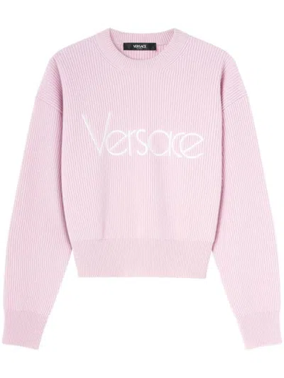 Versace 90's Embroidered Knit Sweater In Color Carne Y Neutral