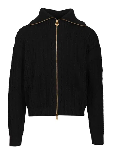 Versace Knit Sweater Mixed Stitches + Medusa Regen. Wool Sweatshirts Black