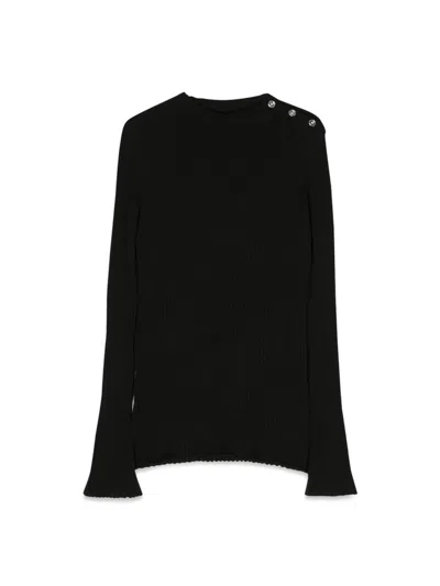 Versace Virgin Wool Knit Rib Sweater In Multi