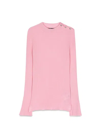 Versace Kids' Knit Sweater Rib Series In Pink