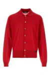 Versace Silk Blend Cardigan Collared Design In Red