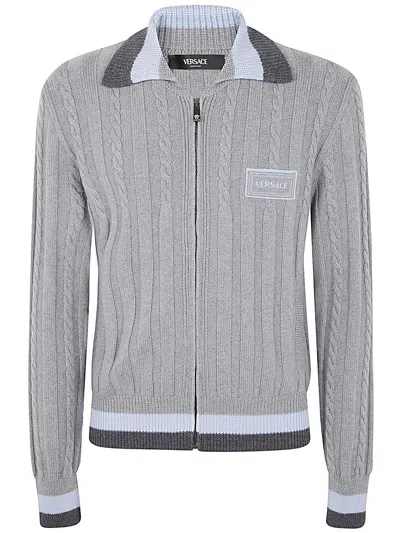 Versace Knit Sweater Vintage Cable In Grey