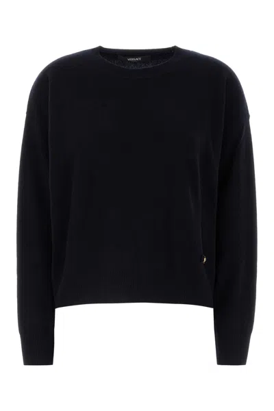 Versace Medusa 95 Cashmere-blend Boxy Sweater In Black