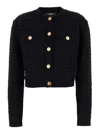 Versace Black Cardigan With Jewel Buttons In Black