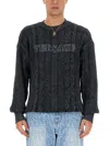 Versace Knit With Greek Braid Work In Black