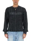 Versace Knit With Greek Braid Work In Grey