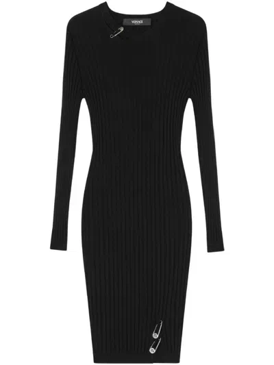 Versace Knitted Dress In Black