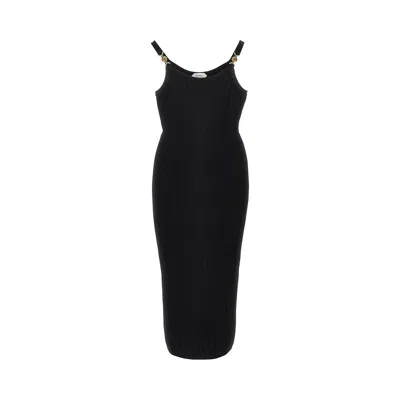 Versace Knitted Midi Dress With Medusa Motif In Black
