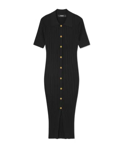 VERSACE VERSACE SHORT-SLEEVED KNITTED MIDI SHIRT DRESS