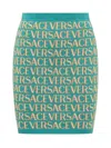 Versace Allover Logo-jacquard Miniskirt In Turquoise
