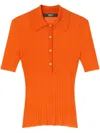 Versace Knitted Polo Shirt In Orange