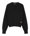 Versace Knitted Short Wide Wool Pullover In Black