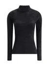 Versace Chenille Top With Half Nec In Black