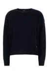 Versace Oversized Wool Blend Sweater With Embroidered Detail In Blue