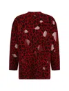 Versace Red Leopard Intarsia Oversized Sweater In Red