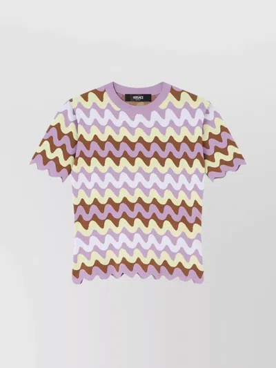 VERSACE KNITWEAR WITH CREWNECK AND SCALLOPED EDGES