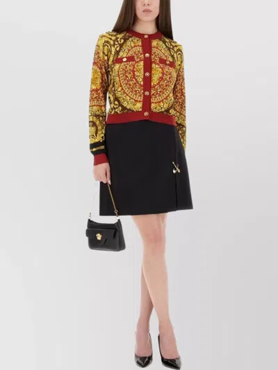 Versace Knitwear With Gold-tone Buttons And Front Pockets In Orange