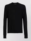 Versace Knitwear With Ribbed Cuffs And Textured Pattern In Black