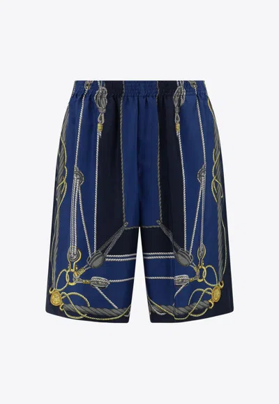 VERSACE KNOT PRINT SILK SHORTS