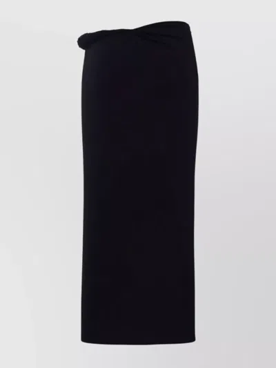 Versace Knotted High Waist Midi Skirt With Side Slit In Black