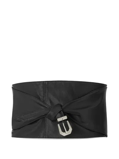 Versace Knotted Leather Wide Belt In Black