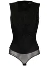 Versace Knotted V-neck Bodysuit In Black