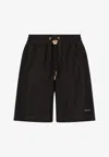 Versace La Colonna Embroidered Drawstring Shorts In Black
