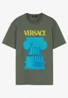Versace La Colonna Print T-shirt In Green