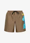Versace La Colonna Swim Shorts In Brown