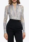 Versace La Coupe Des Dieux Draped Bodysuit In Gray
