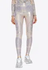 Versace La Coupe Des Dieux Laminated Leggings In Multicolor