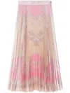 Versace La Coupe Des Dieux Pleated Silk Midi Skirt In Neutrals