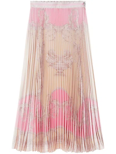 VERSACE LA COUPE DES DIEUX PLEATED MIDI SKIRT