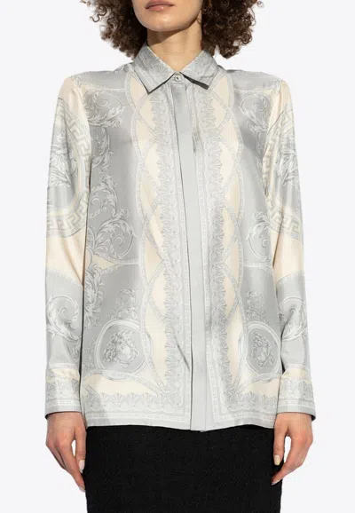 VERSACE LA COUPE DES DIEUX PRINT BUTTON-UP SHIRT